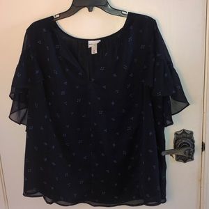 Short-sleeved V-neck blouse, size: XL